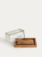 Beurrier en verre et bois de manguier - Sjal