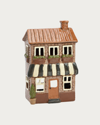 Bougeoir maison avec auvent en grès - Brun