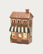 Bougeoir maison avec auvent en grès - Brun