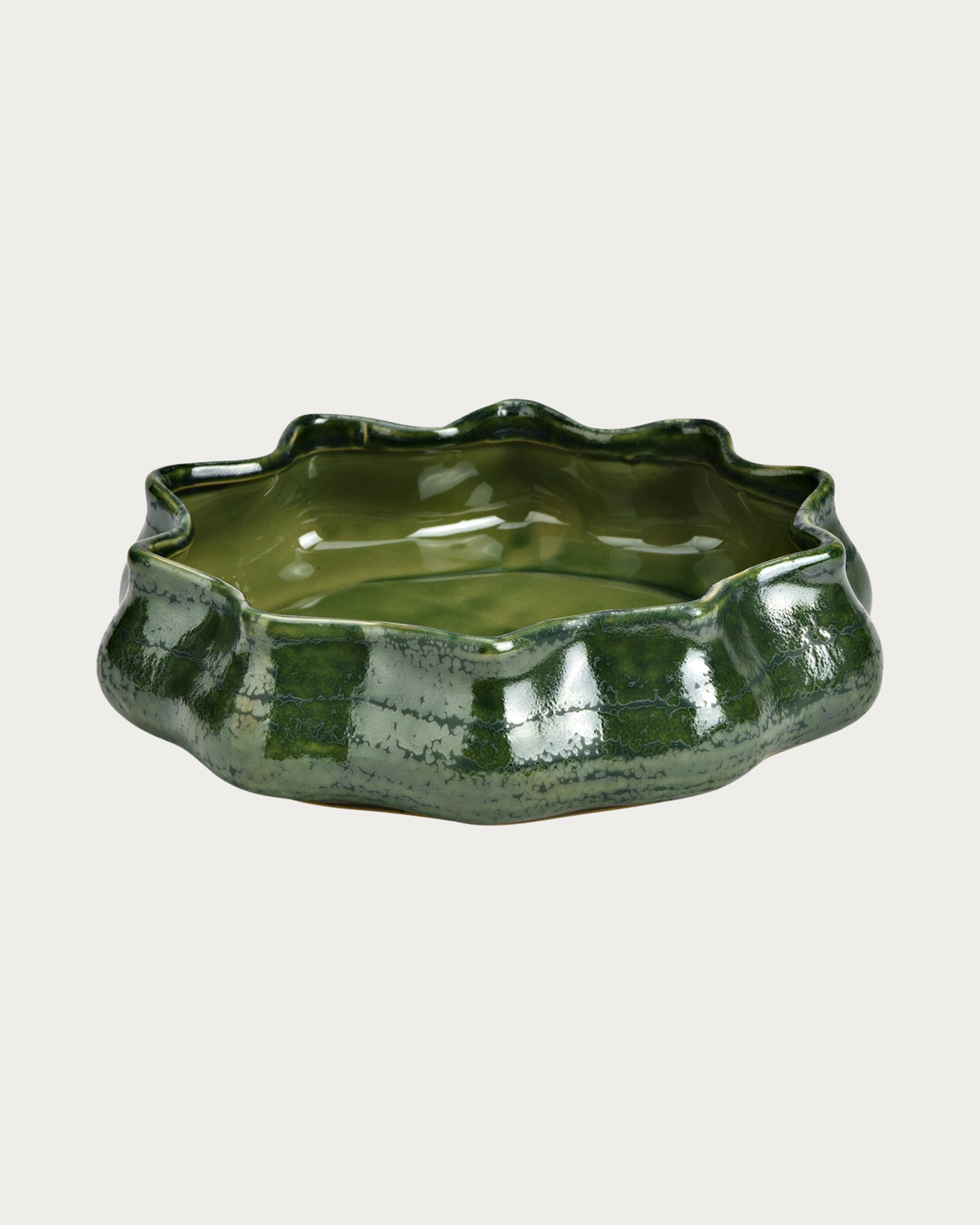 Coupe décorative en grès - Vert