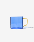 Mug en verre géométrique bleu