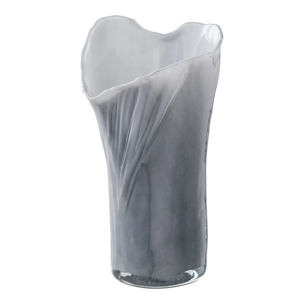 Vase en verre soufflé bouche - Gris/blanc