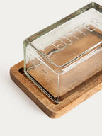 Beurrier en verre et bois de manguier - Sjal