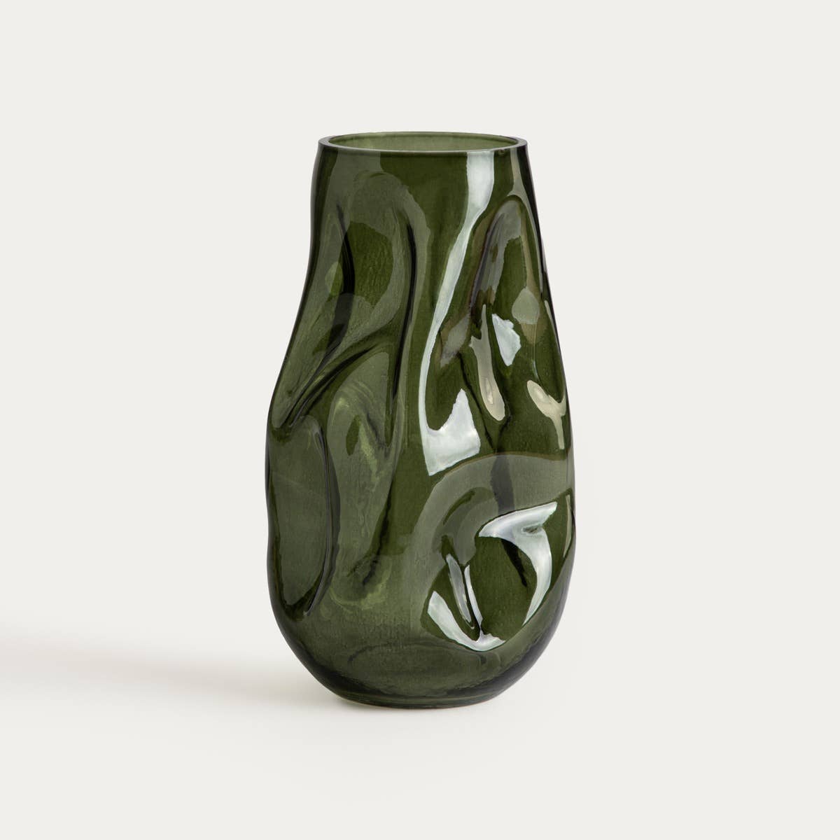 Vase Evara verre cannelé - Vert