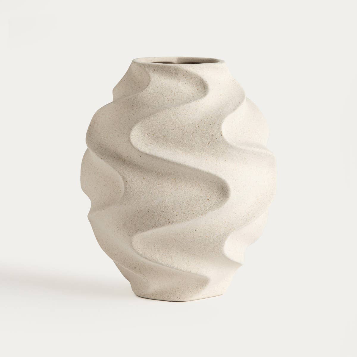 Vase ondulé en céramique Noire - Beige
