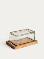 Beurrier en verre et bois de manguier - Sjal