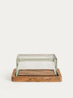 Beurrier en verre et bois de manguier - Sjal