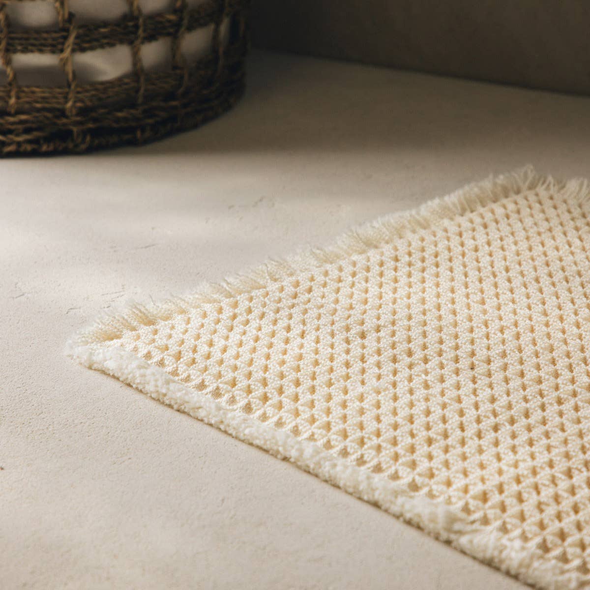 Tapis de salle de bains gaufré Vaffel - Beige